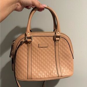 Gucci Beige/Tan Embossed Monogram Satchel